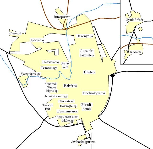 Veszprem neighborhoods