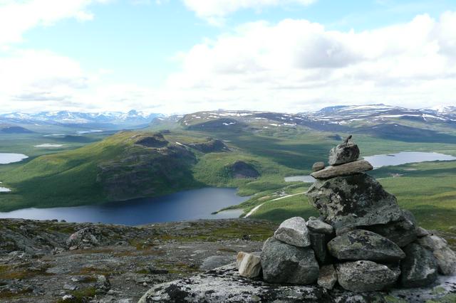 View from Saana. The lower fells are in Malla nature reserve near the tripoint. Swedish and Norwegian fells in the background.