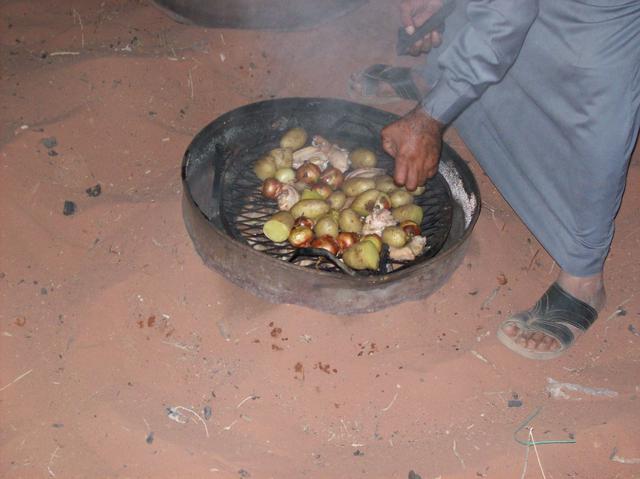 Food being prepared at a Bedouin camp