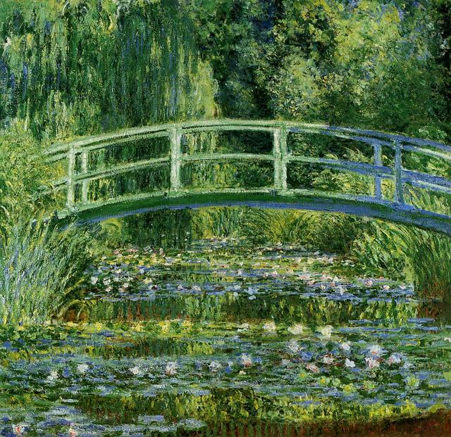 Painting by Claude Monet - Water Lily Pond with Japanese Bridge in Giverny