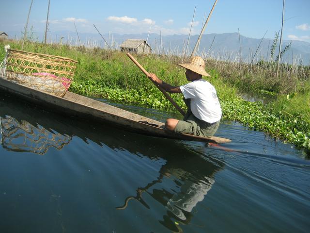 Traditional boat on Inle Lake