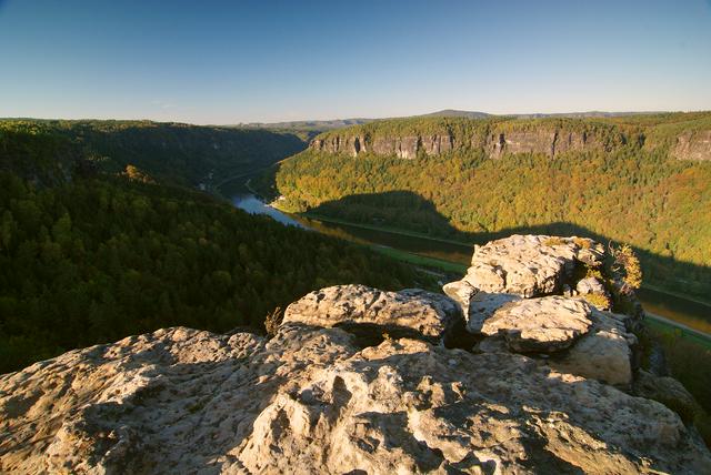 Elbe Valley in Elbe Sandstone Mountains.