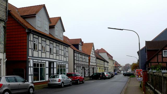 Junkerstraße in Wittingen, with half-timbered houses