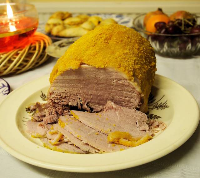 A breaded York ham