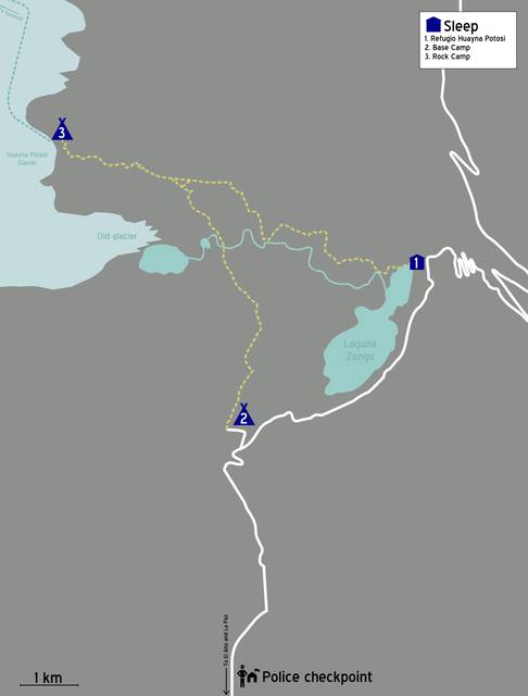 Map of Huayna Potosi area.