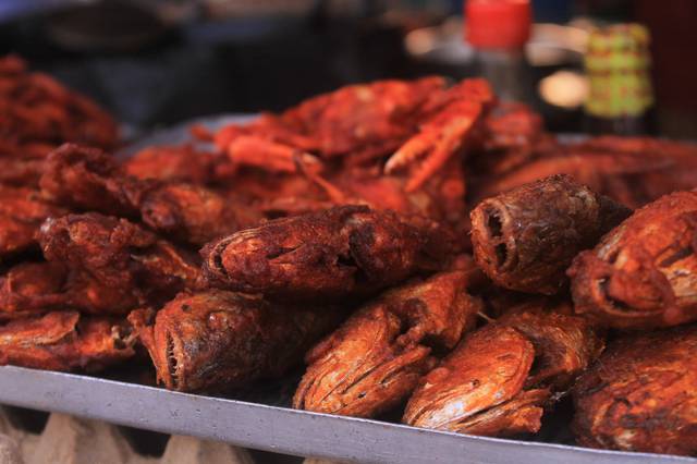 Fresh sea food marinated with spices in Paradip