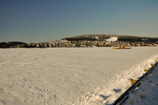 Östersund during winter, view over Frösön