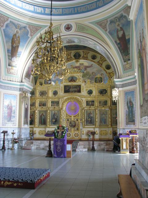 Pokrovsky Cathedral interior decorated with oil paintings