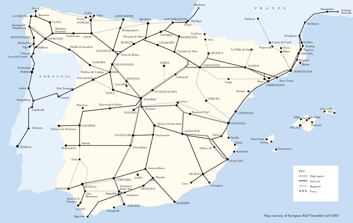 Spanish Railway G2Rail   RENFE   Map 