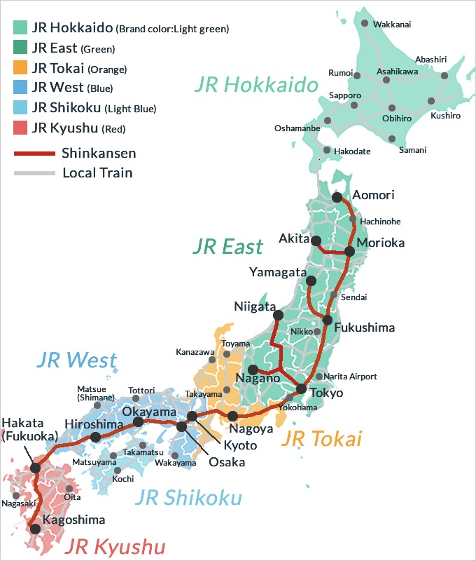 Japan Railway route map