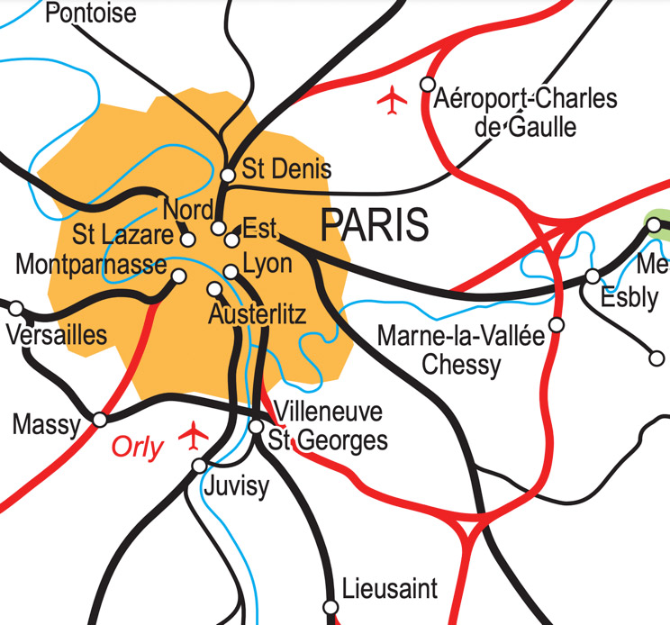 Paris Main Stations Map 
