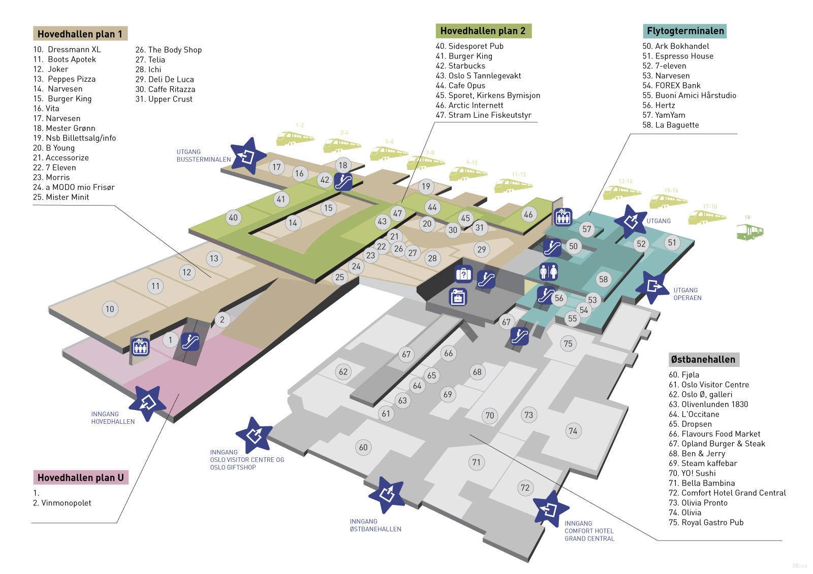 Oslo Hauptbahnhof Tickets Karte Live Abfl Ge Guides G2Rail   Oslo Sentralstasjon Plan  Hq