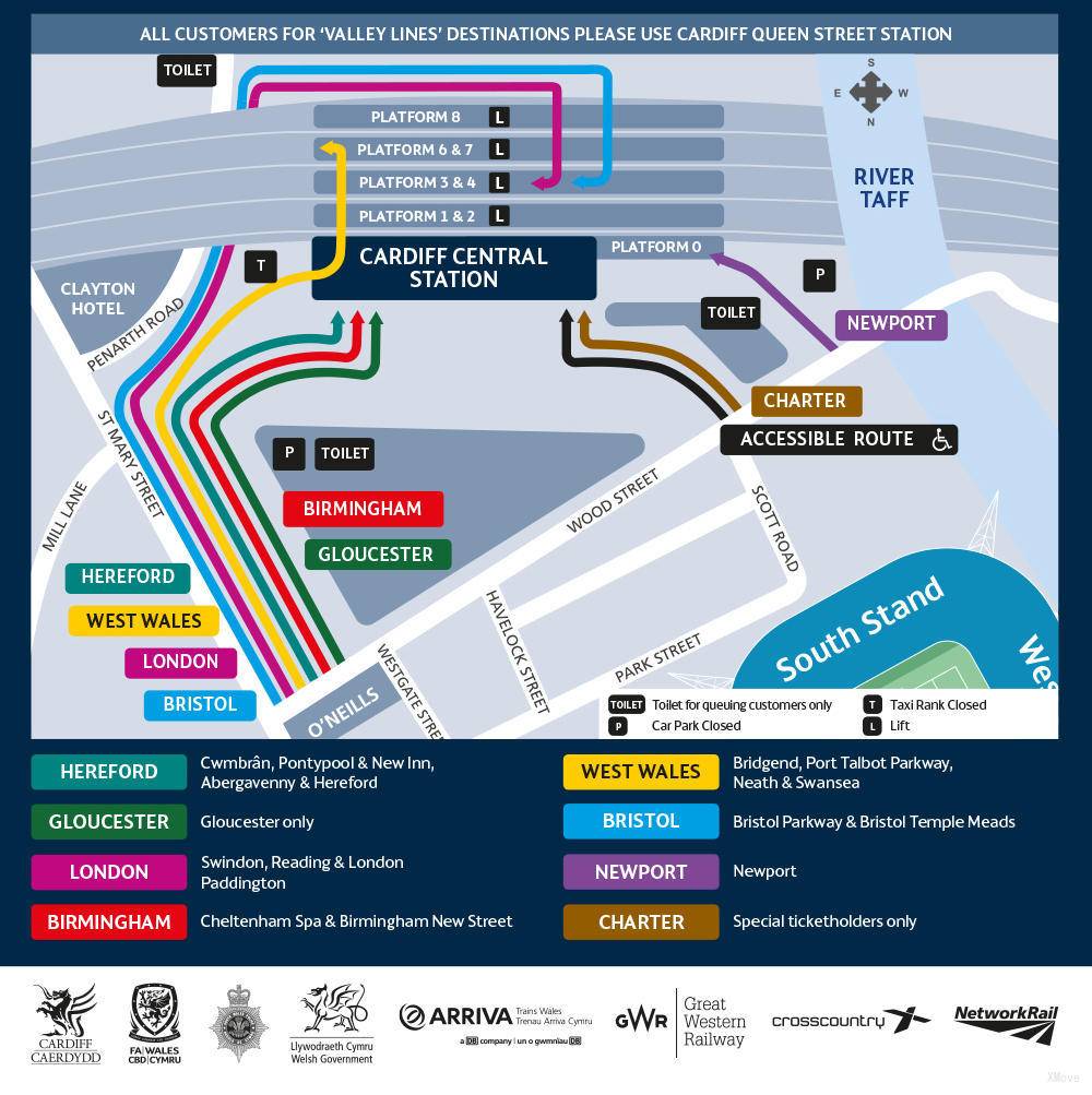 Cardiff Central Queue Map English  Hq