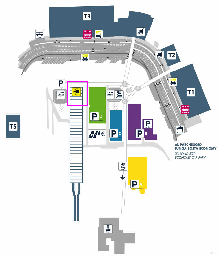 Fiumicino Airport Terminals Overview Map  Hq
